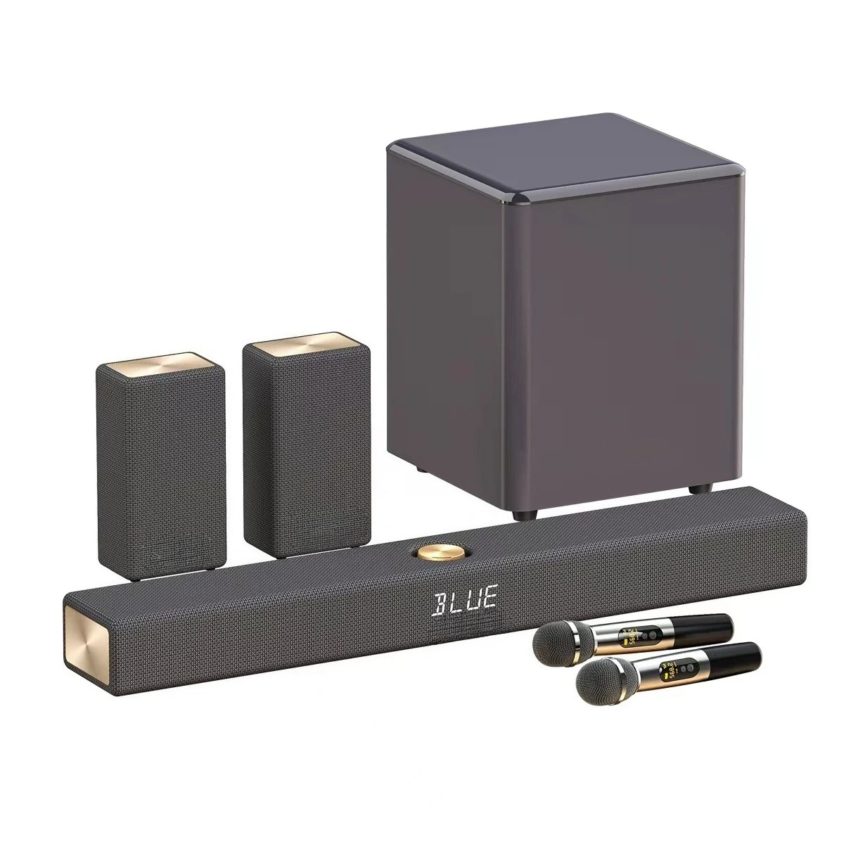 Soundbar With Wireless Subwoofer 5.1Ch - 5.1-kanaals thuisbioscoop-soundbar met surround-luidsprekers, houten draadloze