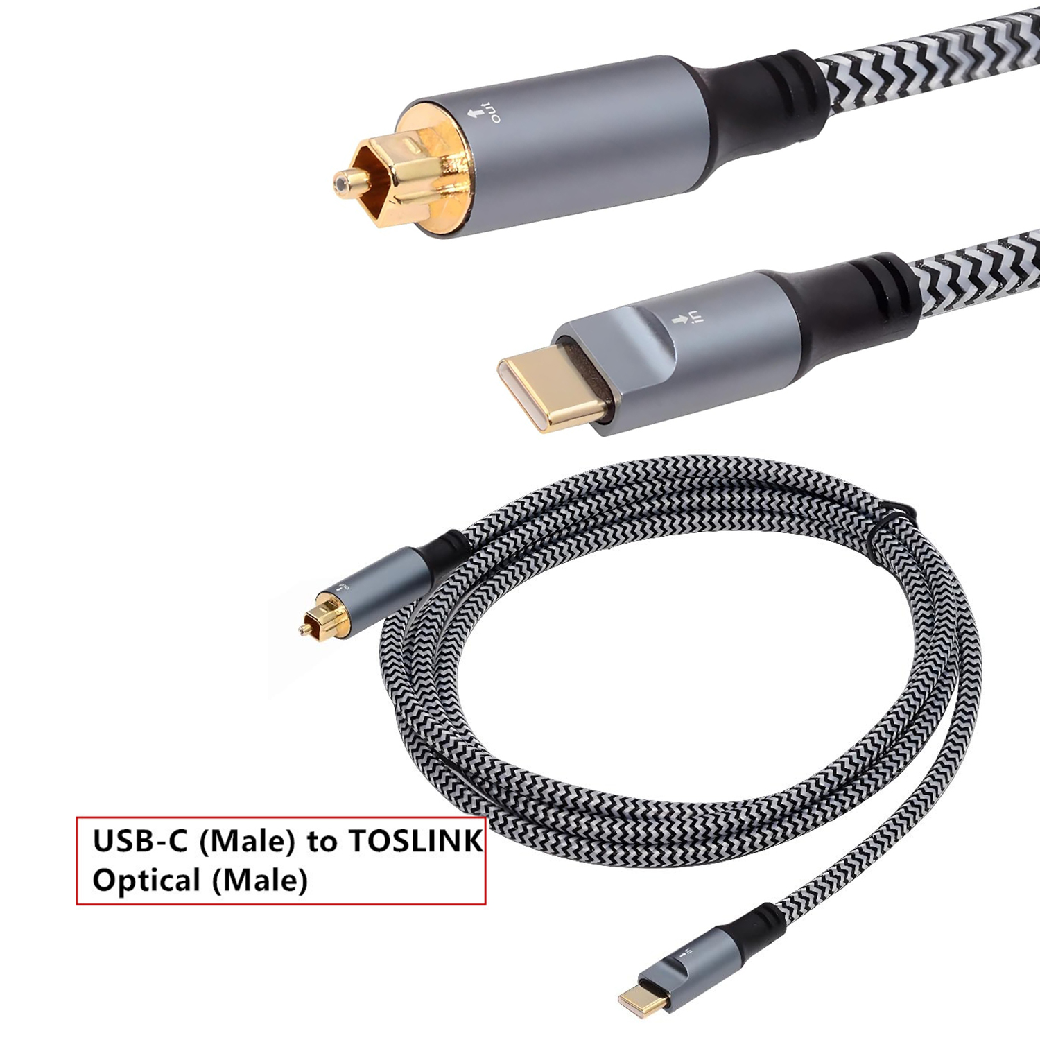 Optical Audio Cable Toslink Gold Plated - Gevlochten USB C naar optische audiokabel