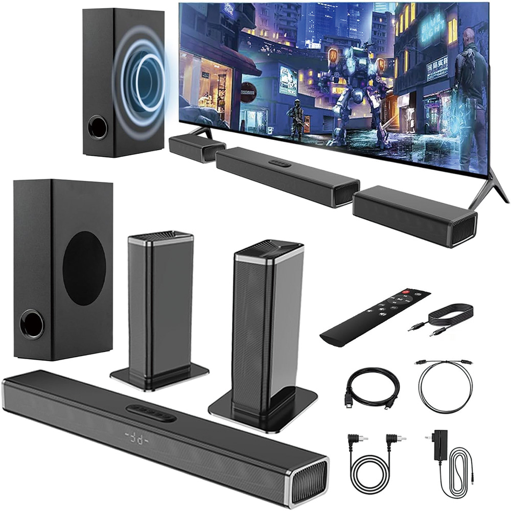Soundbar With Wireless Subwoofer 5.1Ch - Samtronic Draadloze Speaker 5.1ch Afneembare Soundbar,