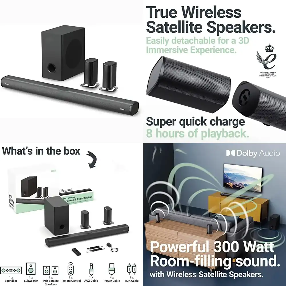 Soundbar With Wireless Subwoofer 5.1Ch - Draadloze speaker 5.1ch afneembare dobl-y soundbar,