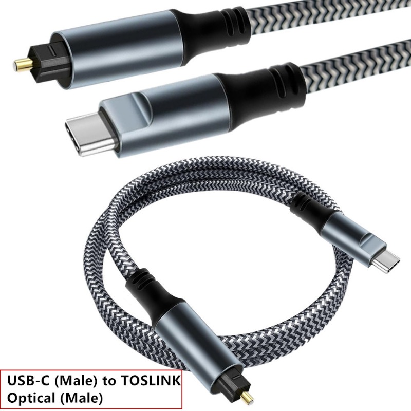 Optical Audio Cable Toslink Gold Plated - Gevlochten USB C naar optische audiokabel