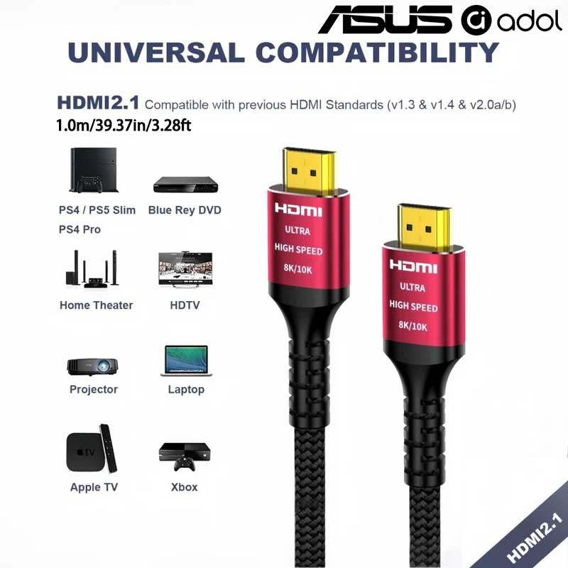 ASUS 8K 60Hz HDMI 2.1-kabel me - Hdmi 2.1 Cable 8K 60Hz 48Gbps Earc recensie en prijs