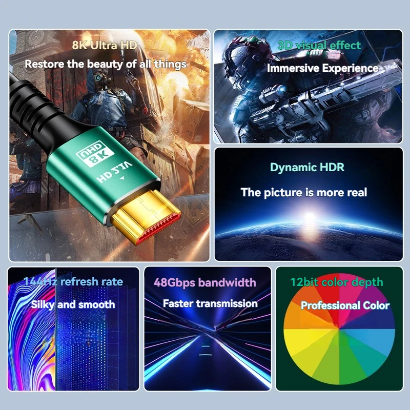 8K HDMI-kabel, compatibel met  - Hdmi 2.1 Cable 8K 60Hz 48Gbps Earc recensie en prijs